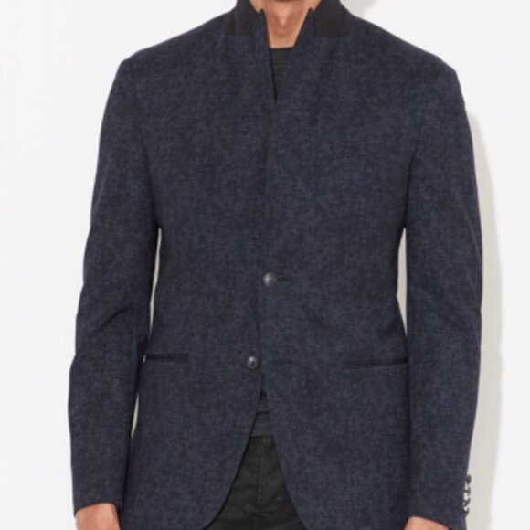 John Varvatos Star USA 2-Button Peak Lapel Blazer Mens 40 Indigo Chambray Denim